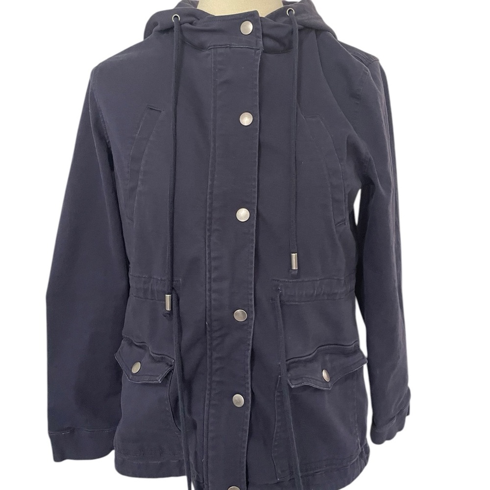 Market & Spruce Navy Utility Jacket Lightweight, Hoodie, Women's Small‎